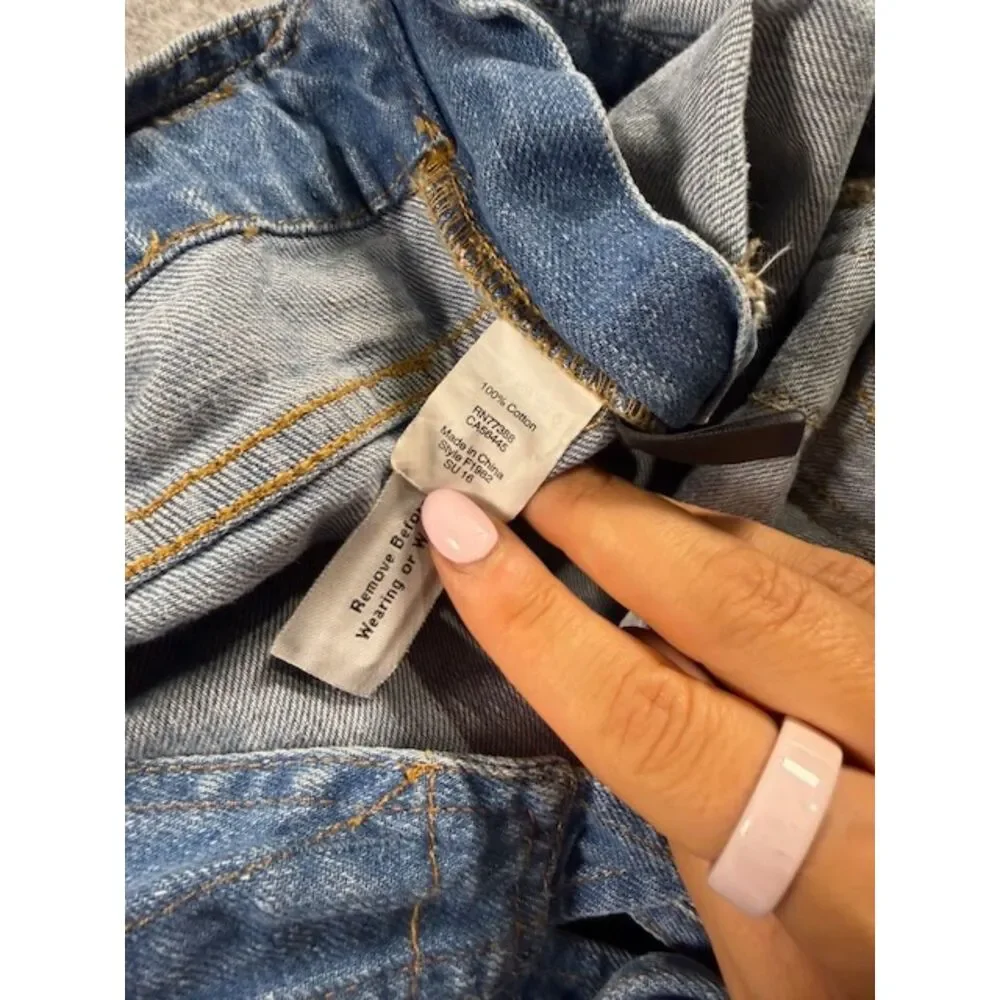 Madewell Denim Short Overalls Women's S Blue 100% Cotton Raw Hem Bib Shortalls